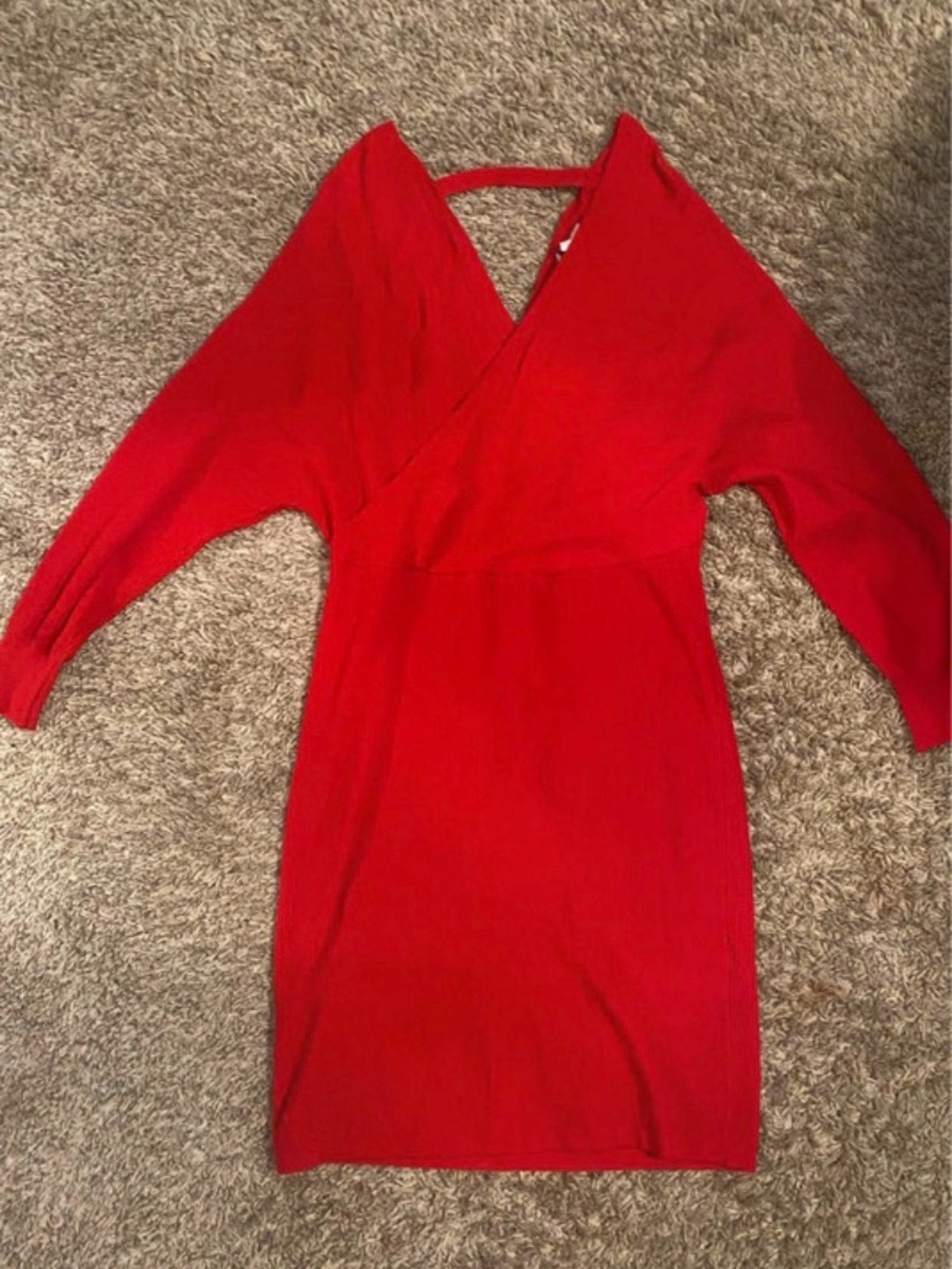 Cato Red V-Neck Wrap Mid thigh Dress